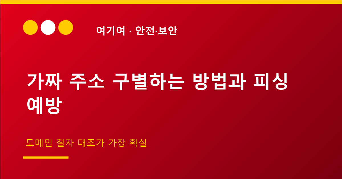 가짜 주소 구별하는 방법과 피싱 예방 습관